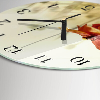 Glas wanduhr mit motiv rund Mohn