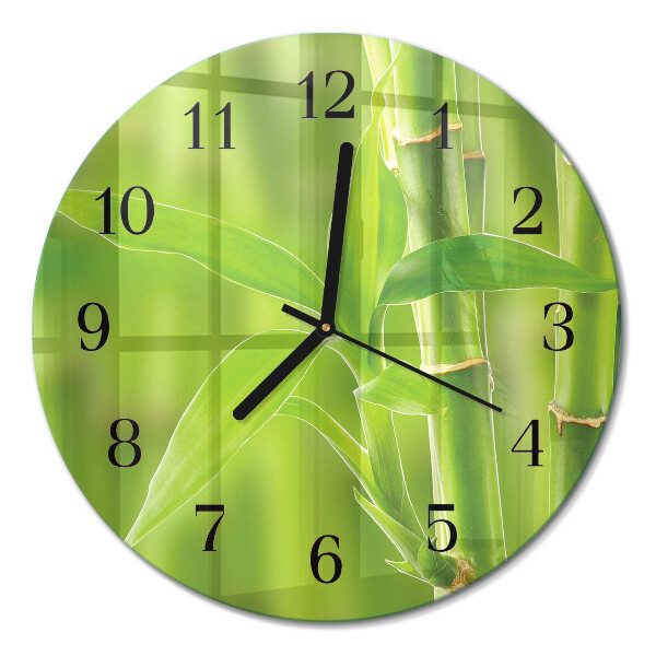 Wanduhr glas rund Bambus