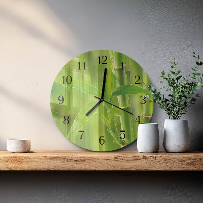 Wanduhr glas rund Bambus