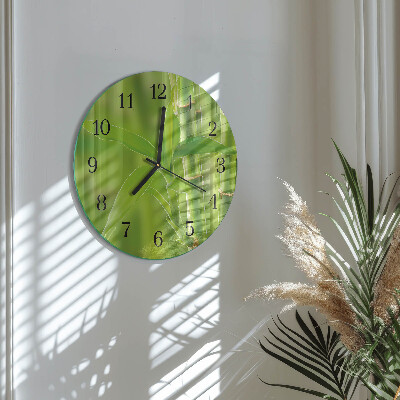 Wanduhr glas rund Bambus