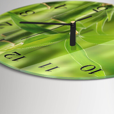 Wanduhr glas rund Bambus