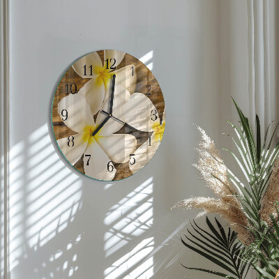 Glas wanduhr mit motiv rund Blumen