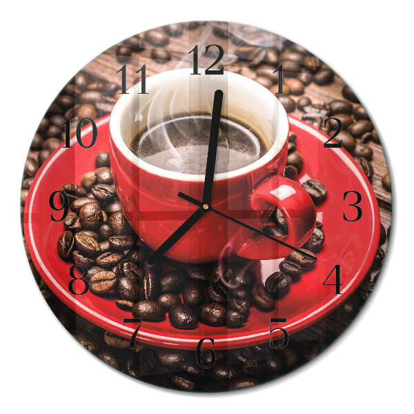 Wanduhr glas rund Eine Tasse Kaffee