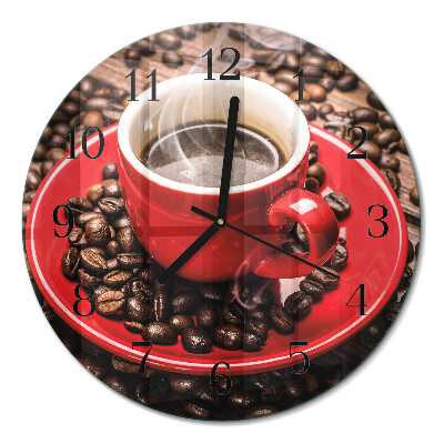 Wanduhr glas rund Eine Tasse Kaffee