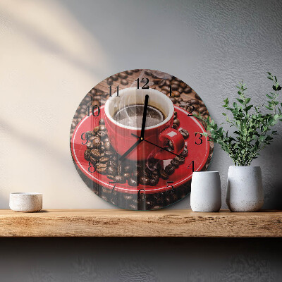 Wanduhr glas rund Eine Tasse Kaffee