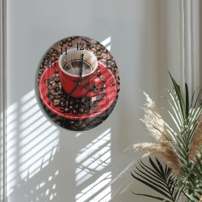Wanduhr glas rund Eine Tasse Kaffee