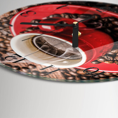 Wanduhr glas rund Eine Tasse Kaffee