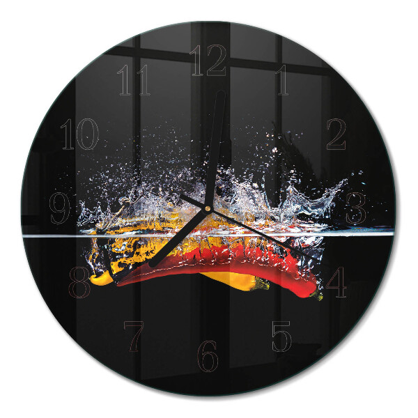 Glas wanduhr mit motiv rund Chilischoten