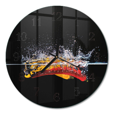 Glas wanduhr mit motiv rund Chilischoten