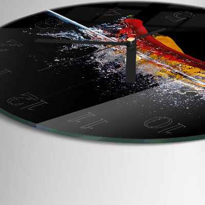 Glas wanduhr mit motiv rund Chilischoten
