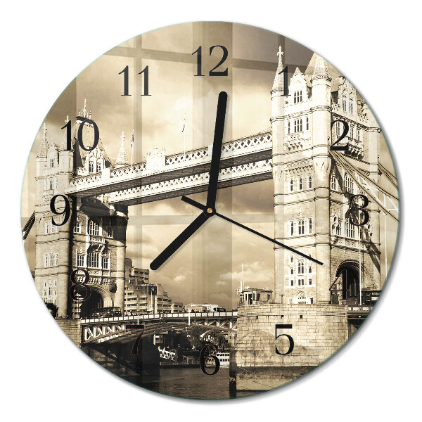Runde wanduhr London Bridge in Sepia