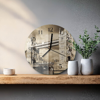 Runde wanduhr London Bridge in Sepia