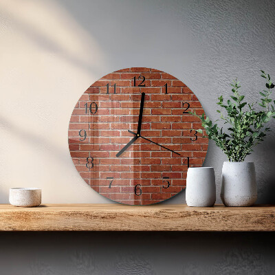 Wanduhr glas rund Ziegelmauer