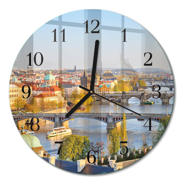 Runde wanduhr aus glas Prag