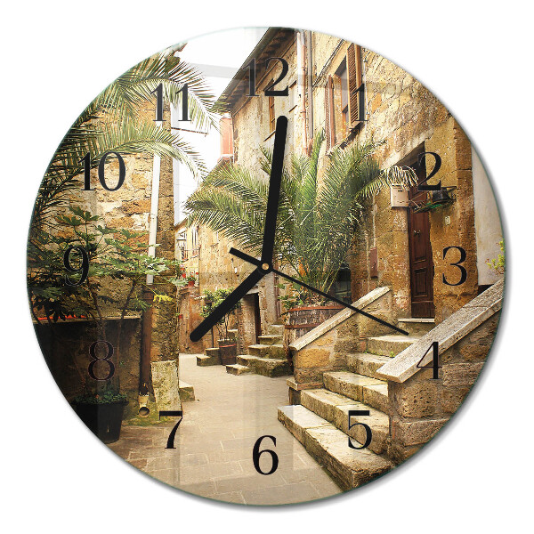 Runde wanduhr aus glas Palm Avenue