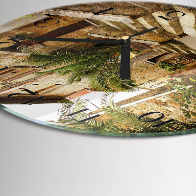 Runde wanduhr aus glas Palm Avenue