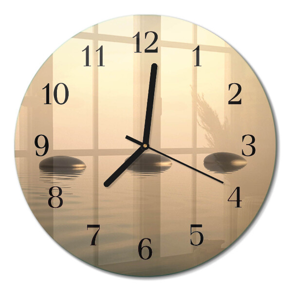 Glas wanduhr mit motiv rund Steine Wasser