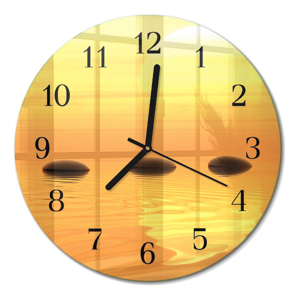 Wanduhr glas rund Wasser Sonne