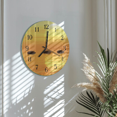 Wanduhr glas rund Wasser Sonne