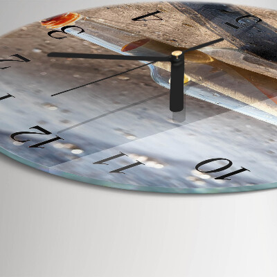 Runde wanduhr Flaschenpost