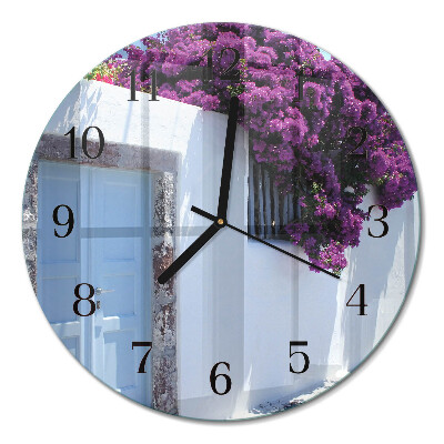 Runde wanduhr aus glas Blumen für Zuhause