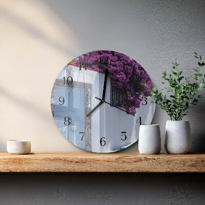 Runde wanduhr aus glas Blumen für Zuhause