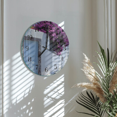 Runde wanduhr aus glas Blumen für Zuhause