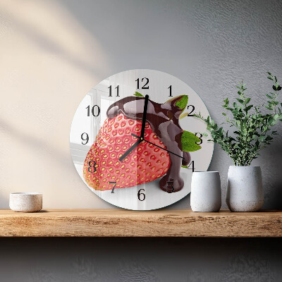 Runde wanduhr aus glas Erdbeerschokolade
