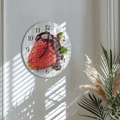 Runde wanduhr aus glas Erdbeerschokolade