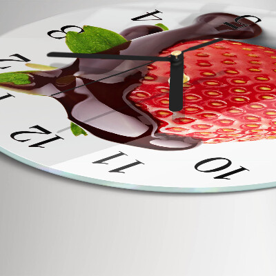 Runde wanduhr aus glas Erdbeerschokolade