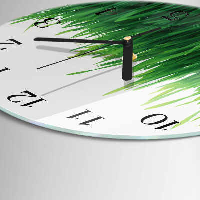Glas wanduhr mit motiv rund Gras