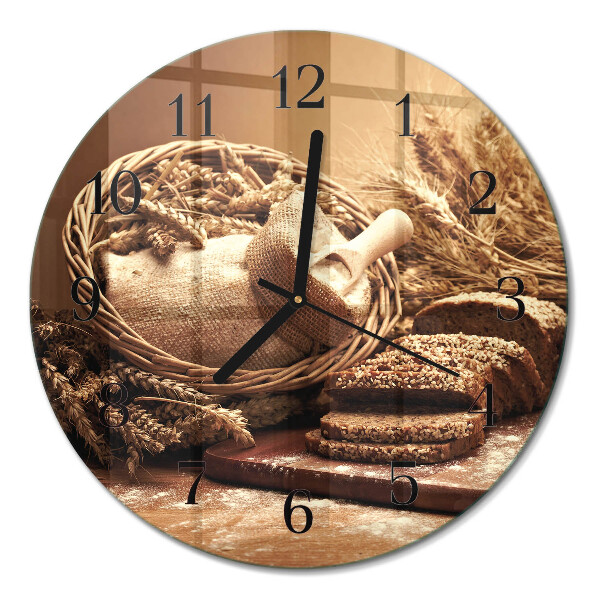 Runde wanduhr aus glas Brot