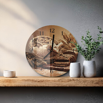 Runde wanduhr aus glas Brot