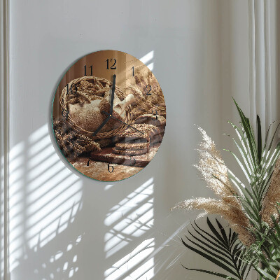 Runde wanduhr aus glas Brot