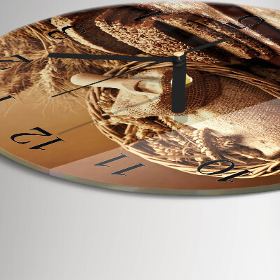 Runde wanduhr aus glas Brot