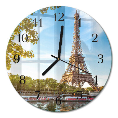Glas wanduhr mit motiv rund Eiffelturm Paris