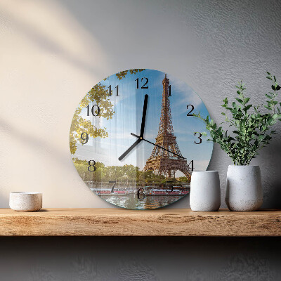 Glas wanduhr mit motiv rund Eiffelturm Paris