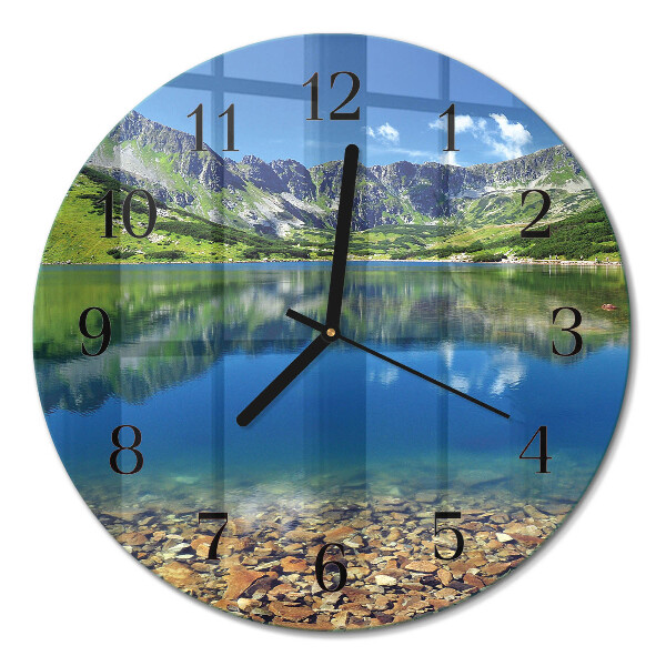 Glas wanduhr mit motiv rund Bergsee