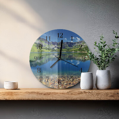 Glas wanduhr mit motiv rund Bergsee