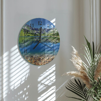 Glas wanduhr mit motiv rund Bergsee