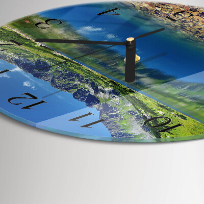 Glas wanduhr mit motiv rund Bergsee