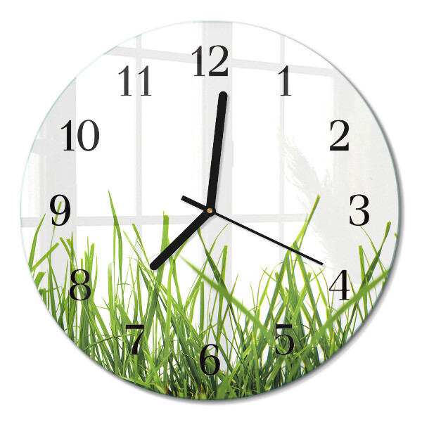 Wanduhr glas rund Gras