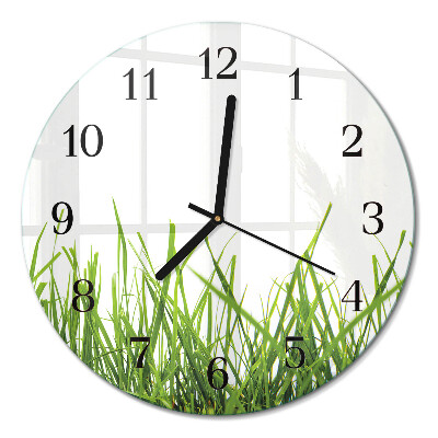 Wanduhr glas rund Gras