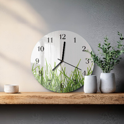 Wanduhr glas rund Gras
