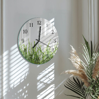 Wanduhr glas rund Gras