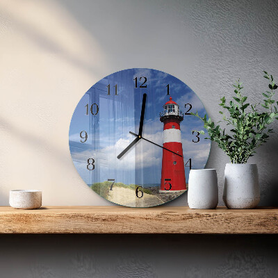 Glas wanduhr mit motiv rund Leuchtturm