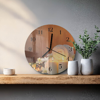 Wanduhr glas rund Spa-Kerzen