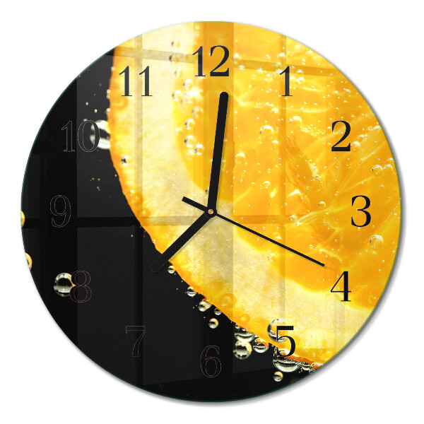 Runde wanduhr aus glas Zitrusfrüchte