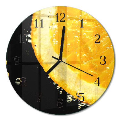 Runde wanduhr aus glas Zitrusfrüchte