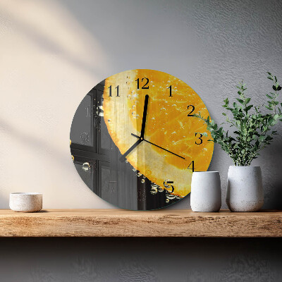 Runde wanduhr aus glas Zitrusfrüchte